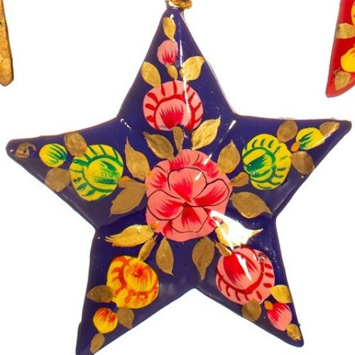 (Blue) Kashmiri Papier Mache Floral Star - Assorted