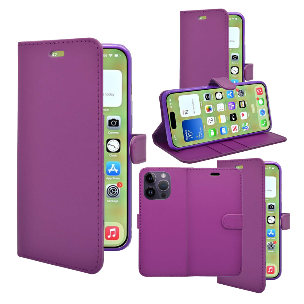 (Purple) For Apple Iphone 16 Pro Max Wallet Flip Pu Leather Card Slot Pouch Case Purple 3476693366124
