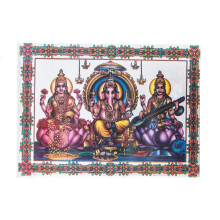 (8"x12" - LGS - Sitting) Ganesh Photo Ganesha Lakshmi Saraswati Hindu Puja Diwali Wall Hanging Aluminium