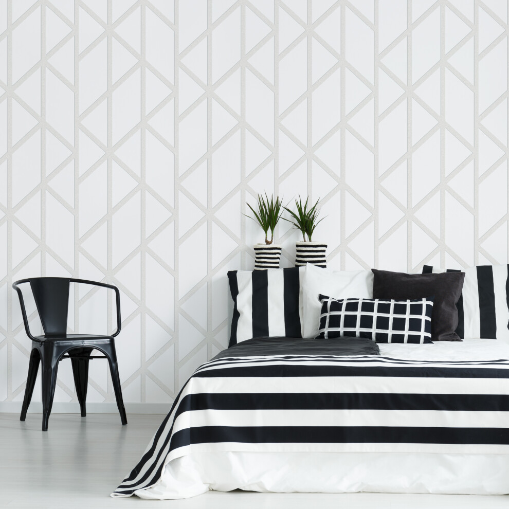 Superfresco Easy Geo Panel White Geometric Wallpaper