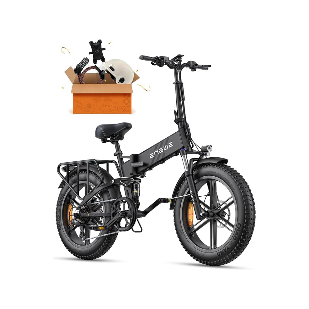 (Black) ENGWE Engine Pro 2.0 1200W Peak Power 75N.M Torque Sensor Ebike, 4.0* 20' Fat Tire Folding Electric Bike Adults, 52V 16AH Battery 28MPH 68Mile