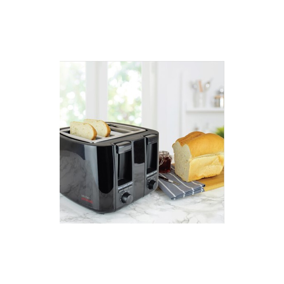 KitchenPerfected 4 Slice extra-wide slot Toaster - Black