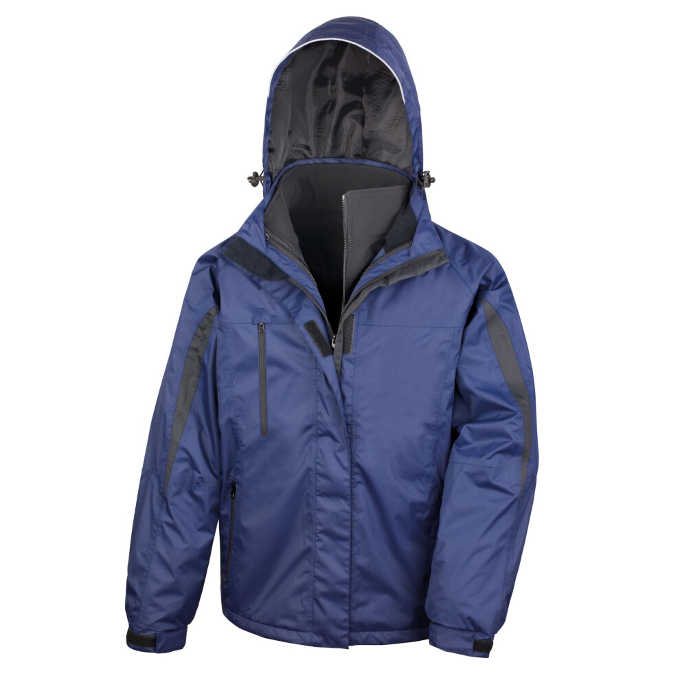 (L, Navy/Black) Result Mens 3 in 1 Travel Jacket