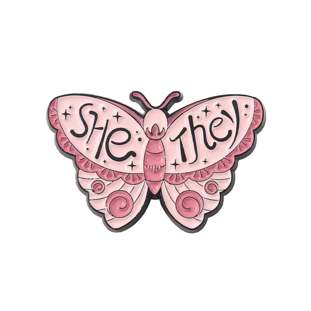(XZ6000) Dazzling Colorful Butterfly Metal Brooch Gender Pronoun Pin For Sophisticated Fashion Styles