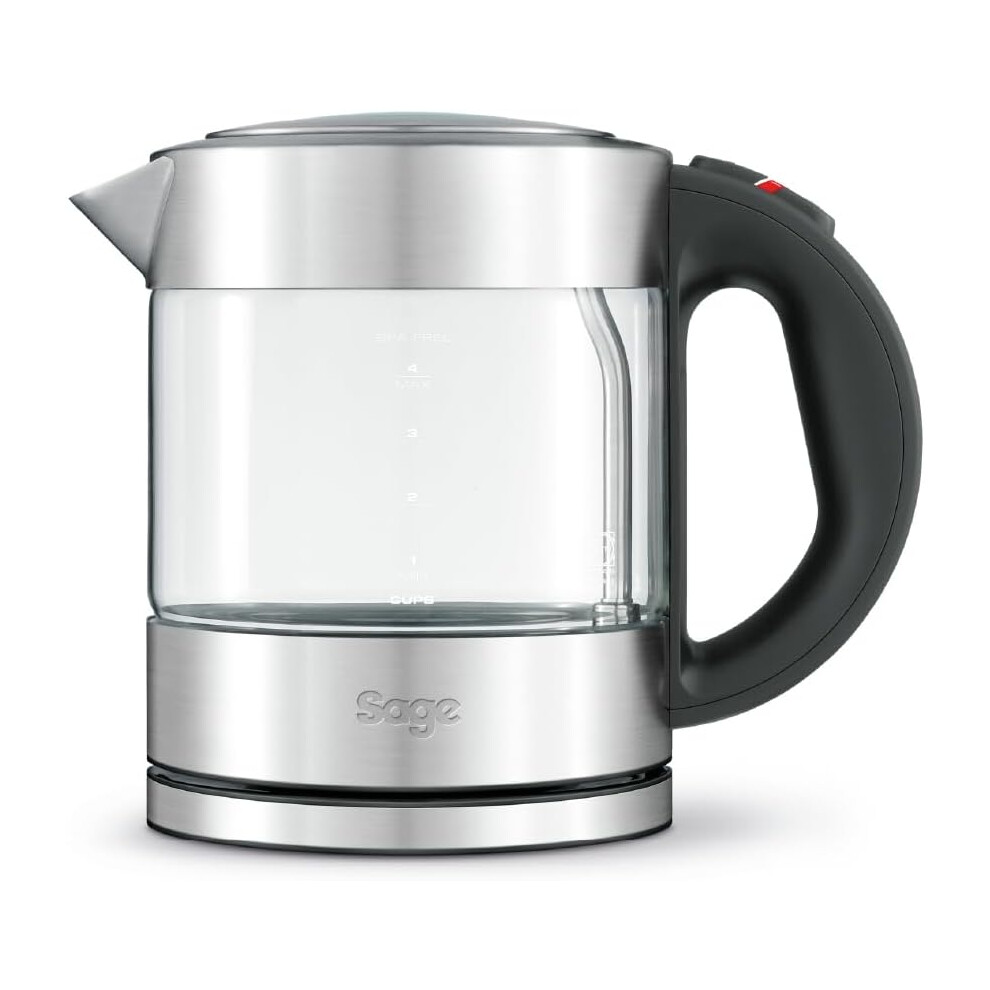 (Brushed Stainless Steel, Compact Glass Kettle) Compact Kettle Pure - Quiet Cordless Electric Kettle - Fast Boiling, Brushed Stainless Steel