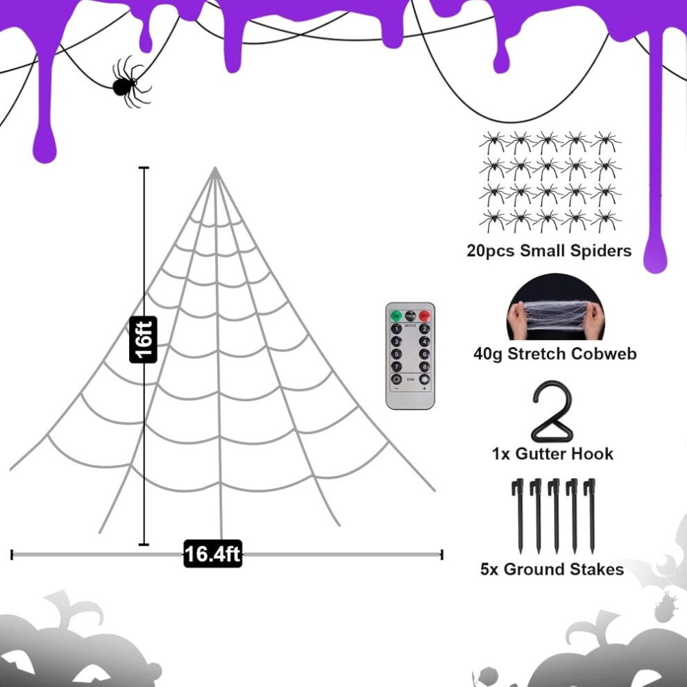 Halloween Decorations Lights, Brighter Spider Webs , Halloween Decor for Yard Outside, Halloween Decorations