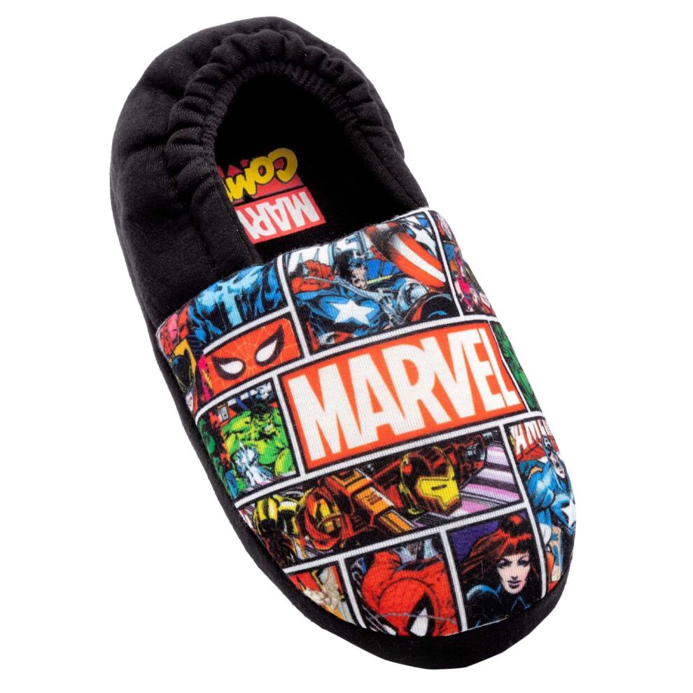 (10 UK Child, Black) Marvel Avengers Boys Slippers