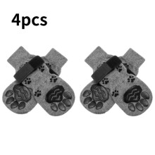 (Gray, S) 4pcs Anti Slip Dog Socks Puppy Paws Stop Licking Pet Paw Protection Sock Shoes