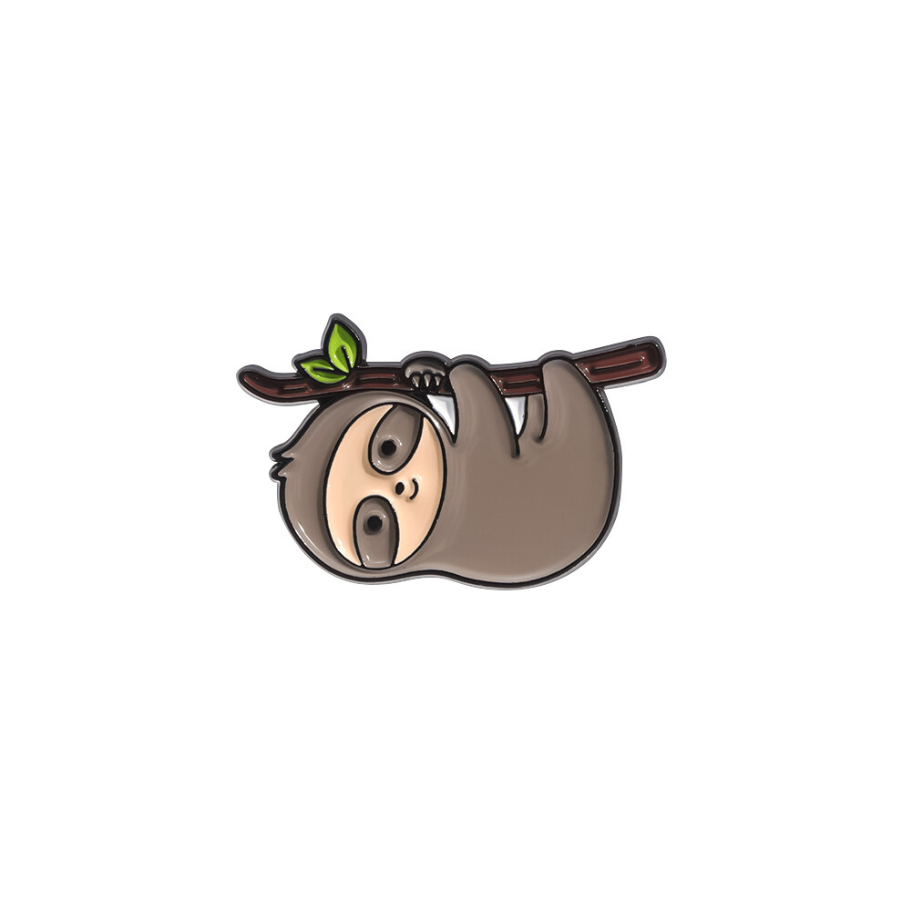 (QHXZ1177) And Unique Playful Sloth Metal Badge Adorable Enamel Pin Quirky Coffee Donut Banana Design Creative Decoration For All
