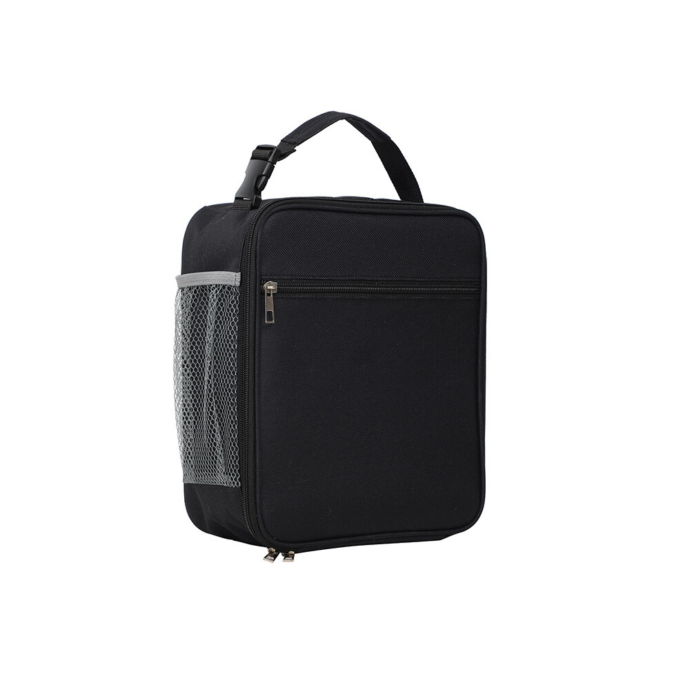 (Black) Thermal Insulated Lunch Bag Cool Bag Picnic Adult Kids Food Storage Lunch Box