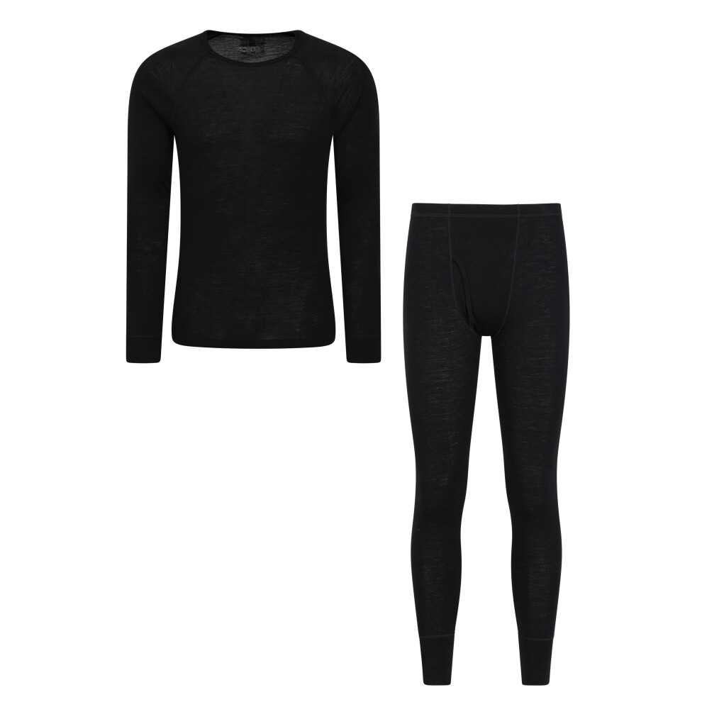 Mountain Warehouse Men's Black Merino Wool Thermal Base Layers Set