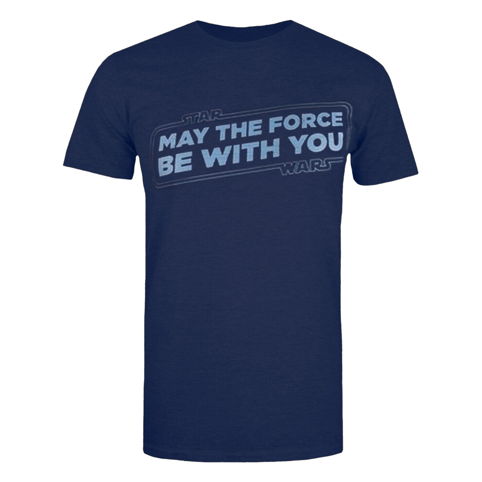 (M, Navy/Light Blue) Star Wars Mens May The Force Be With You T-Shirt