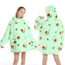 (Child) Winter Sherpa Wearable Blanket Plush Fleece Family Matching Hoodie Girl Sweatshirt Avocado Homewear Oversized