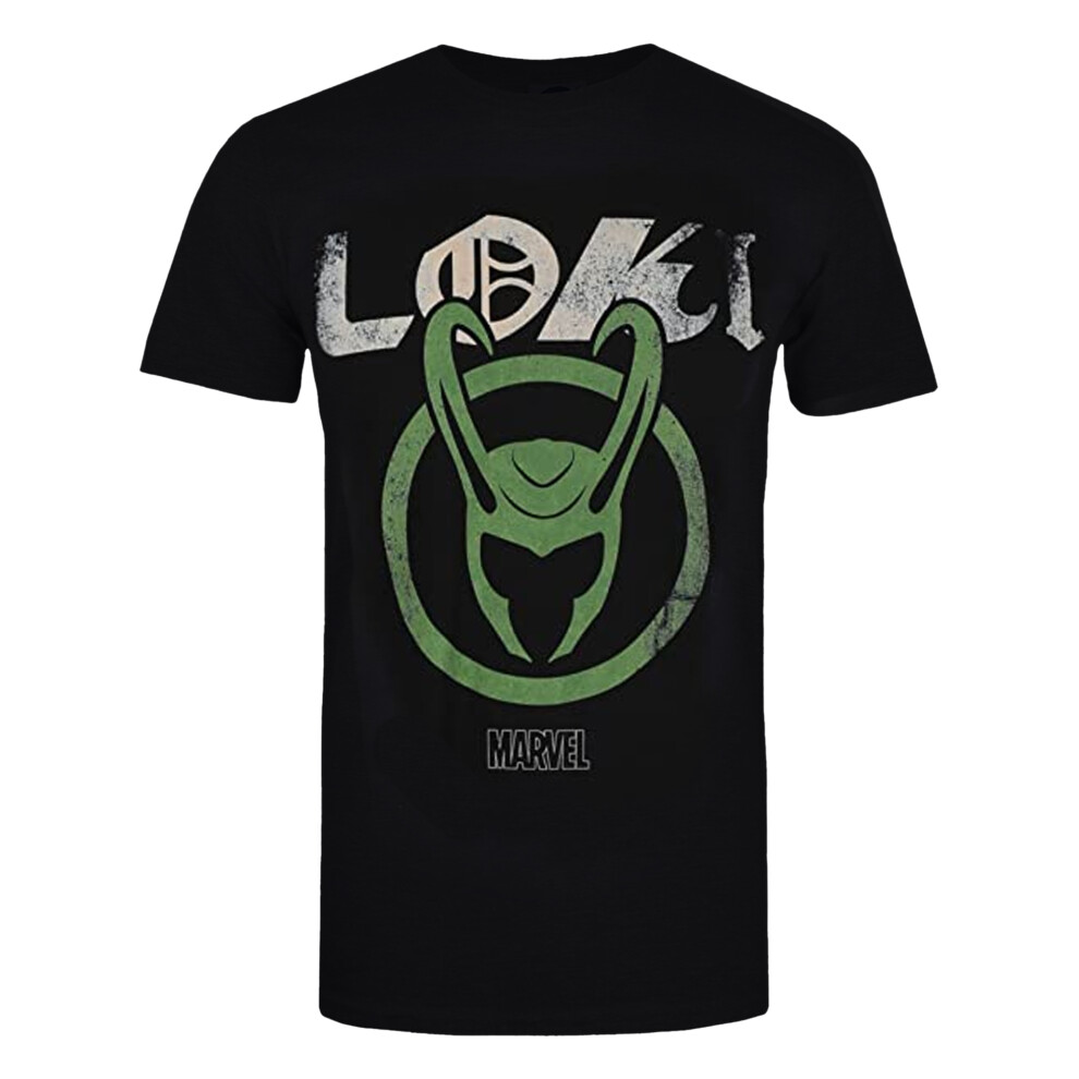 (L, Black) Loki Mens Emblem Cotton T-Shirt