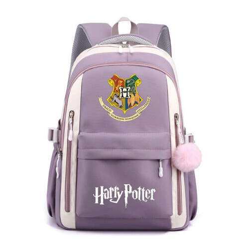 (purple) Hogwarts Harry Potter Large Capacity Waterproof Backpack Computer Bag School Bag