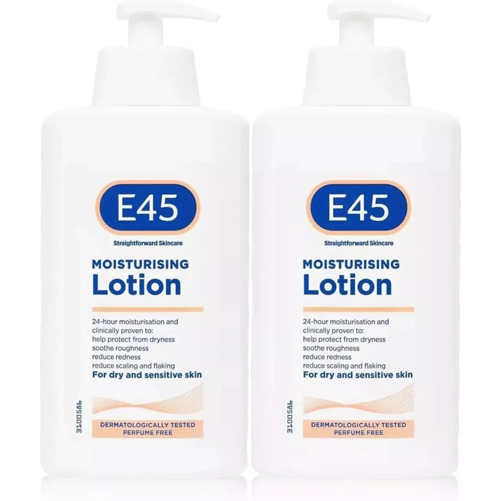 (2 x 500ml) E45 500ml Moisturising Lotion Dry & Sensitive Skin