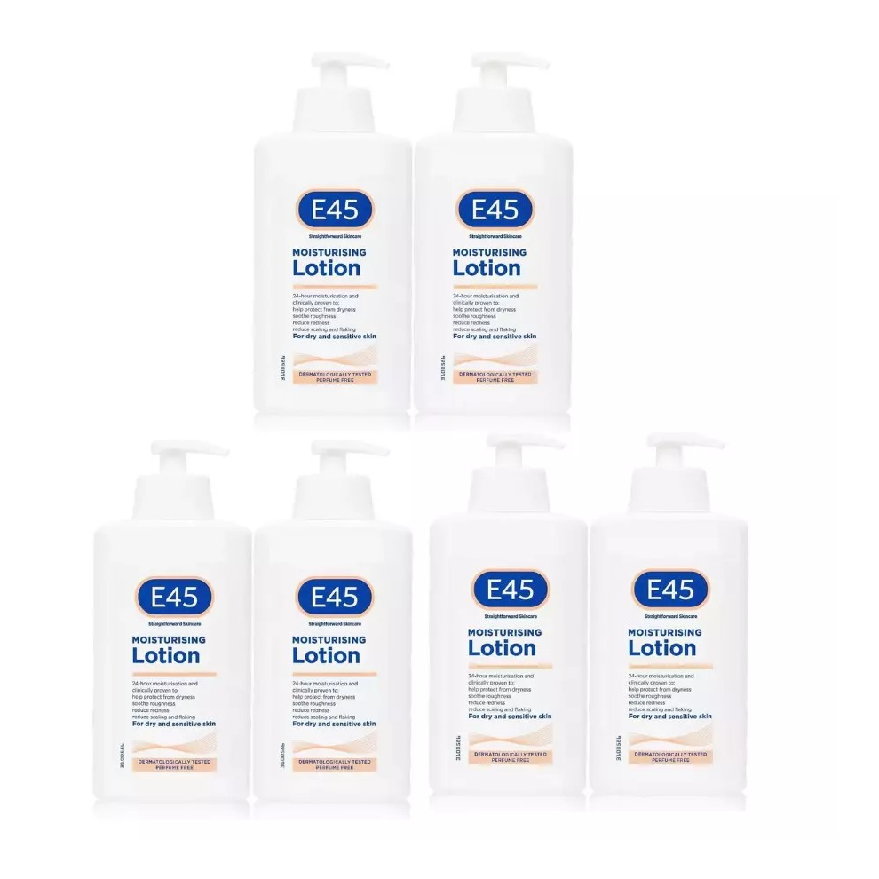 (6 x 500ml) E45 500ml Moisturising Lotion Dry & Sensitive Skin