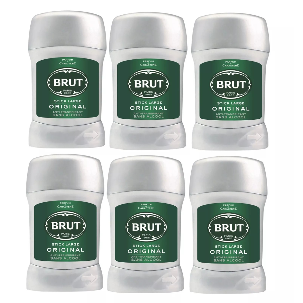 6 x 50ml Brut Men's Large Original Stick Anti-Perspirant Deodorant