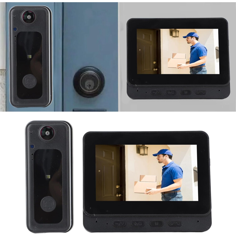 Wireless Doorbell with Monitor, 1080p HD Wireless Security Video Doorbell Camera Wifi Video Door Intercom System Doorbell Entry System