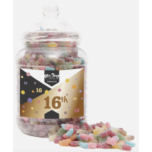 (Large Jar 1700g) Happy 16th Birthday Sweet Gift Jar Fizzy Mix