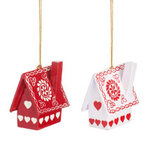 Set of 2 Kashmiri Wooden House Decorations