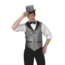 (46/48" chest ) Western Waistcoat - Bar Tender / Show -Blk/Silver