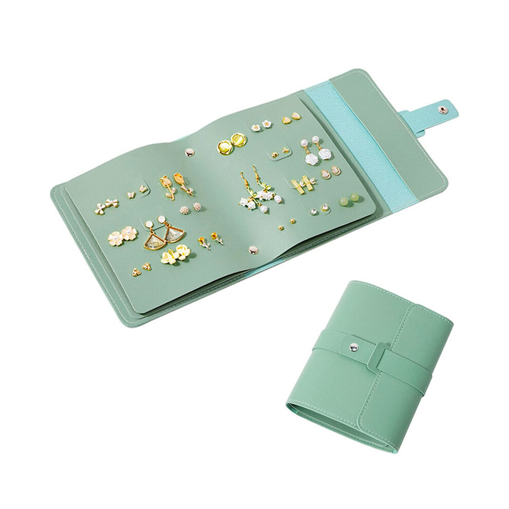 (green) 1PC Leather Ear Stud Storage Bag Multi-layer Jewelry Finishing Storage Organizer Book Type Storage Bag For Earrings Rings-image-OPC-PFCTRYX-NEW