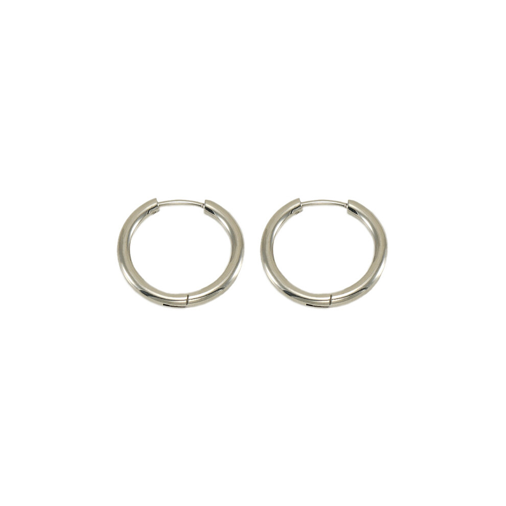 (Silver, 20mm) Steel Stainless Unisex Round Ear Buckle Multiple Sizes Solid Color Earrings-image-OPC-PFCTS9Y-NEW