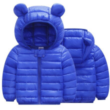 (royal blue, 12M (80 size)) Children Boys Hooded Lightweight Down Jackets Girls Baby Ears Coats Autumn Winter Warm Zipper Outerwear Kid Casual Clothing