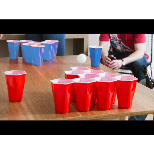 URBN Living 30Pc Pong Set Hexagonal Shape Cups Party Indoor Drinking Game 1