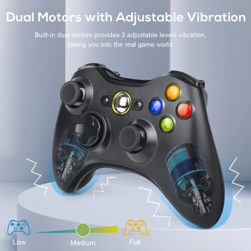 Wireless Controller for Xbox 360, Compatible with Xbox 360 & Slim Console and PC Windows XP/7/8/10/11(Black) 2