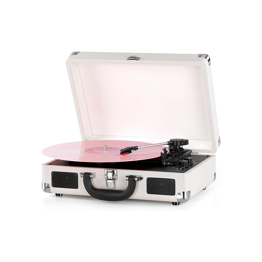 Digitnow Vinyl Record Player 3 Speeds With Built-In Stereo Speakers White