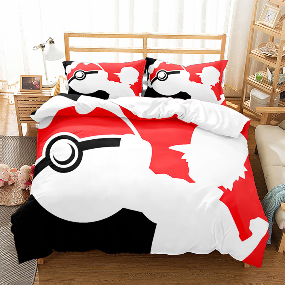 (Pok 02, Double 200*200cm) Gift For Pokemon Fans Bedding Set Double Single Duvet Covers And Pillowcases