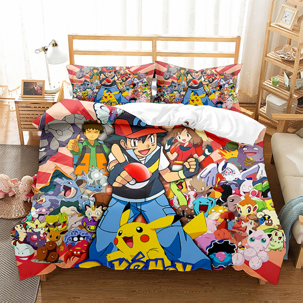 (Pok 06, Double 200*200cm) Gift For Pokemon Fans Bedding Set Double Single Duvet Covers And Pillowcases