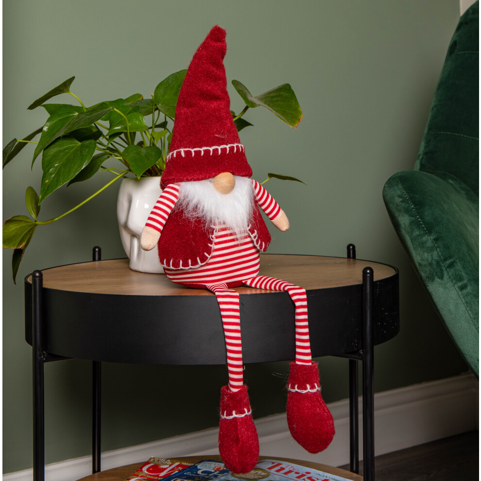 Festive Productions Ltd Red/White 50Cm And Stripe Sitting Christmas Gonk Decoration With Dangly Legs