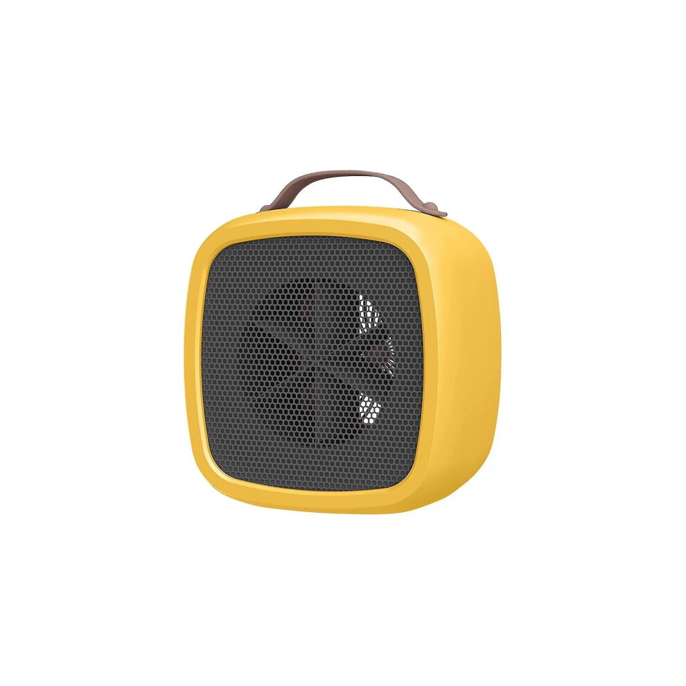 Space Heater, Battery Powered Compact Electric Mini Fan Winter Electric With Thermostat High Output For Home Bedroom Desk Indoor Use, Yellow