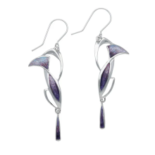 Ortak Scottish Jewellery Pat Cheney Collection Silver Amethyst Bluebell Dangle Drop Earrings