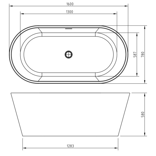 Freestanding Modern Double Ended Bath 1600mm - Duke By Voda Design 1
