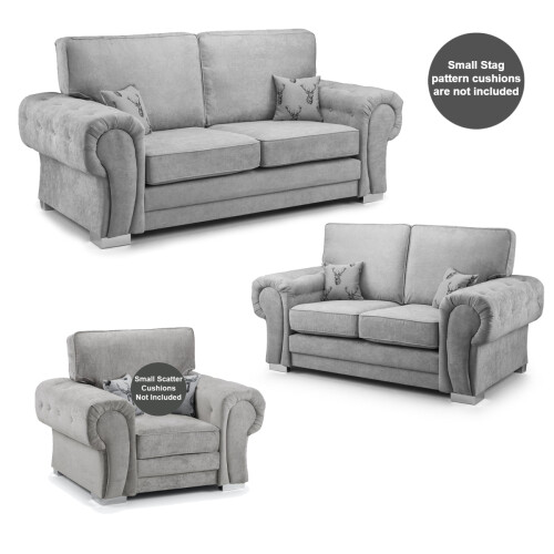 (Grey, 3 + 2 Seater & Armchair) Milan Fullback Sofa Sets