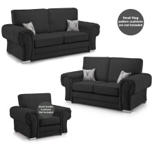 (Black, 3 + 2 Seater & Armchair) Milan Fullback Sofa Sets