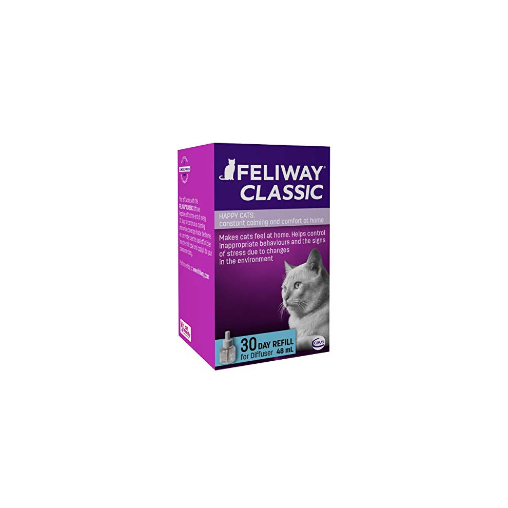 Feliway Classic 30 Day Refill Comforts Cats, Helps Solve Behavioural Issues And Stress/Anxiety In The Home - 48Ml