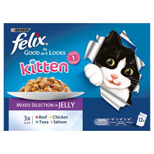 Felix Kitten As Good As It Looks Cat Pouches Mixed In Jelly 100g (48 Pouches)