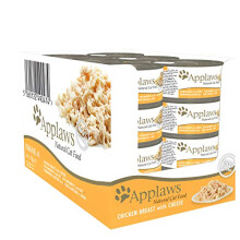 Applaws 100% Natural Wet Cat Food, Chicken with Cheese in Broth, 70 g Tin Cans (Pack of 24)