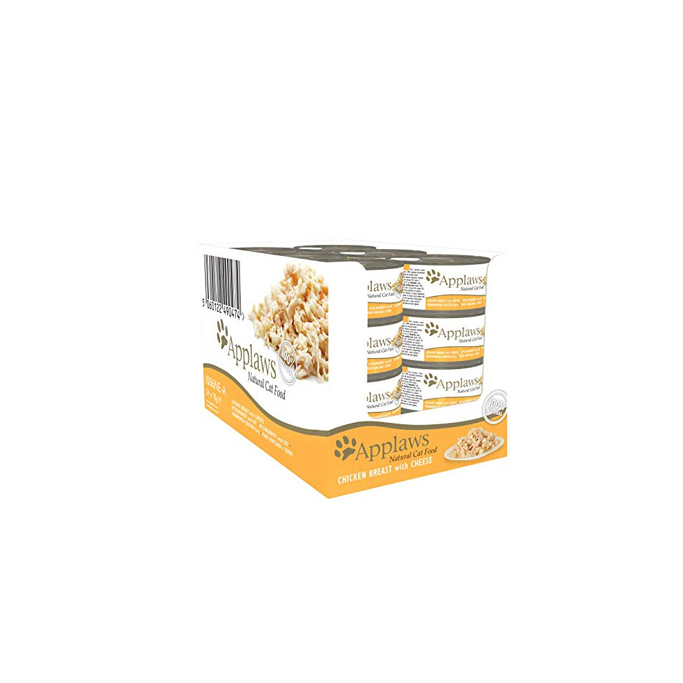Applaws 100% Natural Wet Cat Food, Chicken With Cheese In Broth, 70 G Tin Cans (Pack Of 24)