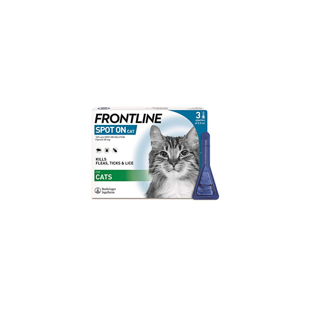 FRONTLINE Spot On Flea & Tick Treatment for Cats - 3 Pipettes