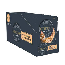 Encore 100% Natural Wet Cat Food, Chicken Breast with Brown Rice, 70g Pouch (16 x 70g Pouches)
