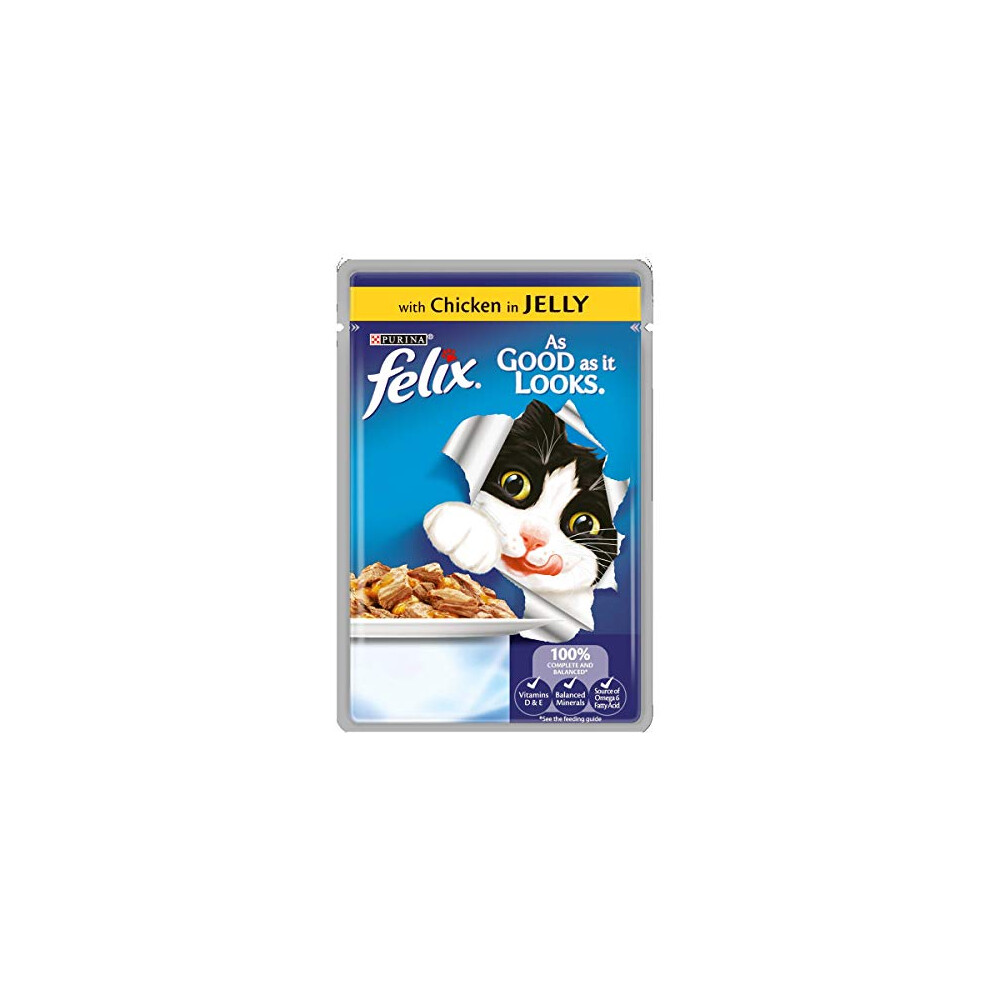 Felix As Good As It Looks Cat Pouches Chicken in Jelly, 20 x 100g