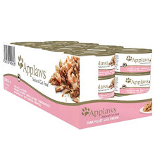 Applaws 100% Natural Wet Cat Food, Tuna Fillet with Prawn, 156g (Pack of 24)