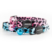Ancol Acticat Velvet Leopard Print Cat Collar, Turquoise