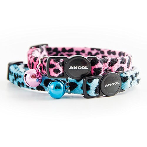 Ancol Ancol Acticat Velvet Leopard Print Cat Collar, Turquoise